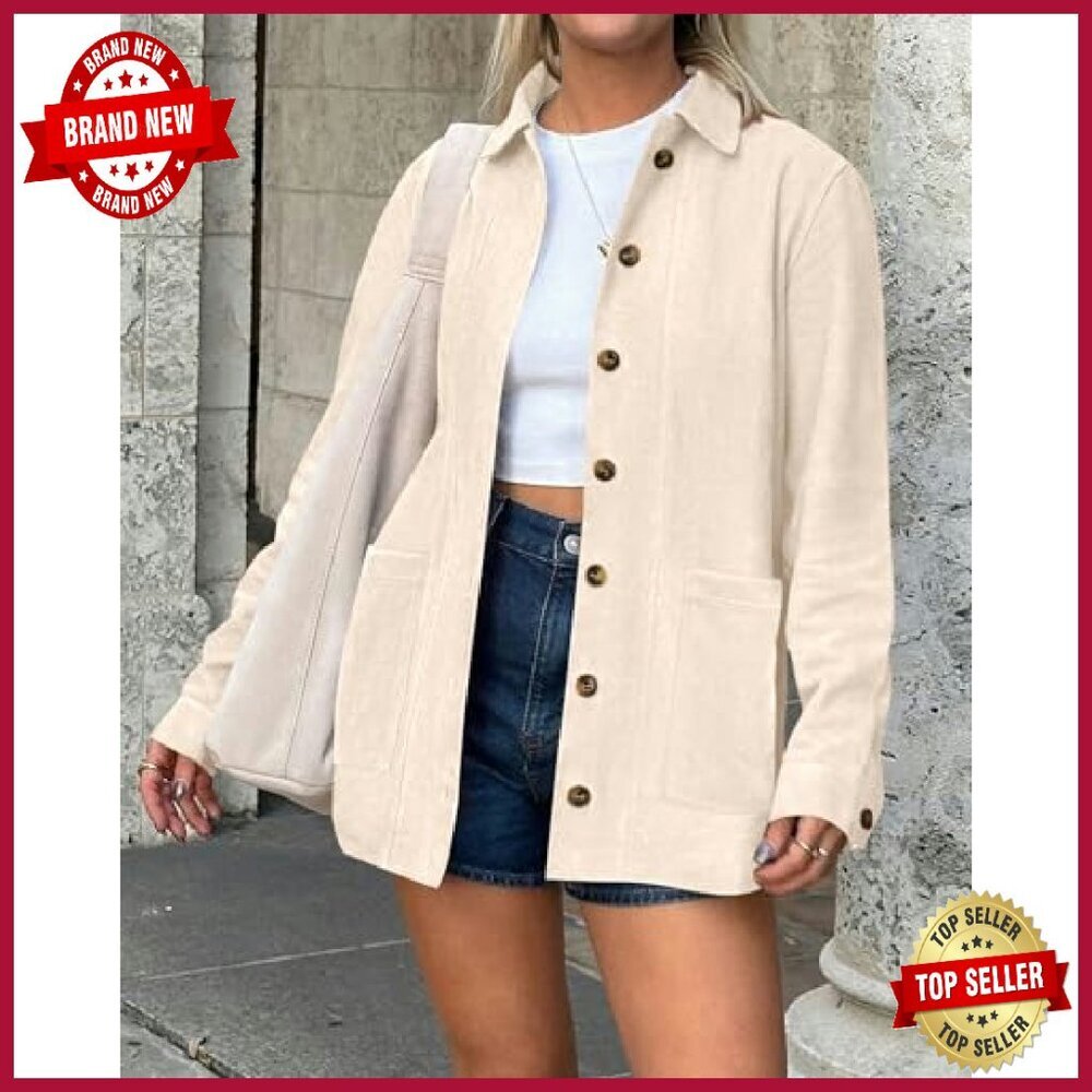 Faux Suede Button-Down Jacket Women's Fall Winter Outerwear Shacket - Picture 4 of 8